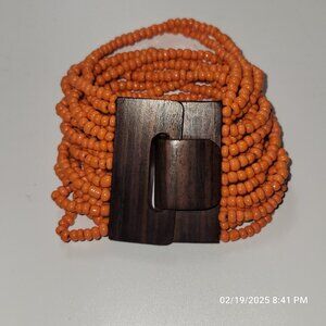 Gerda Lynggaard Bracelet 16 Strands Glass Beads Wooden Clasp Beach Cruise Summer